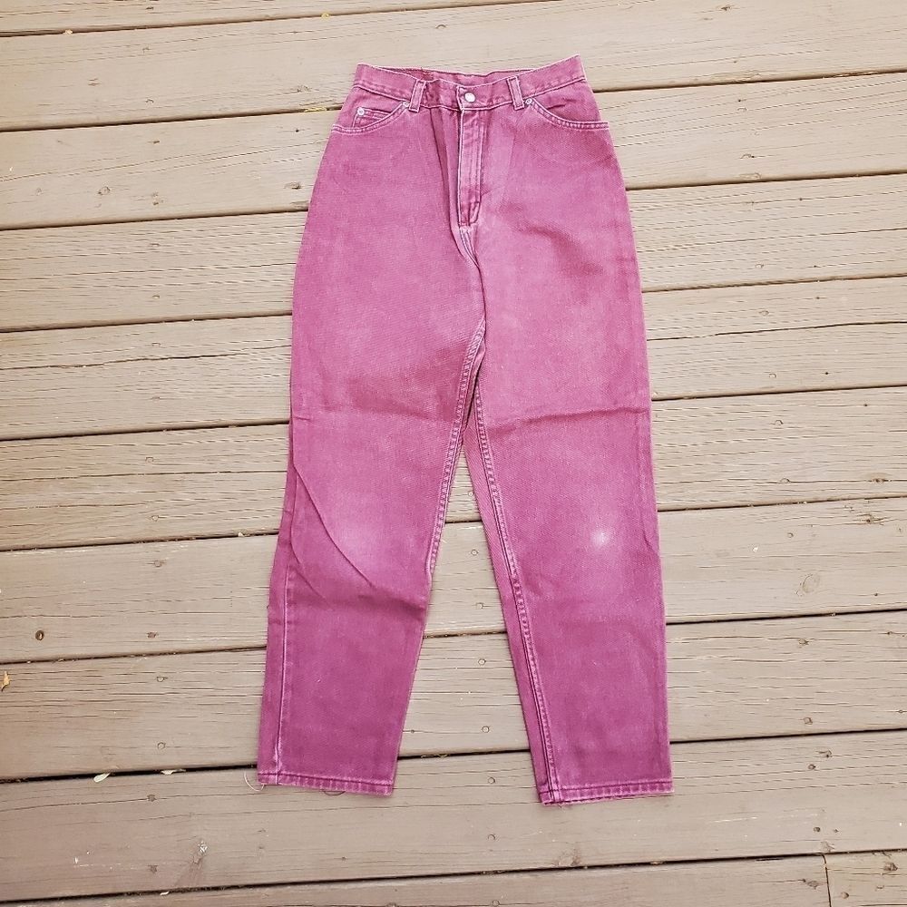 Vintage 90s y2k Arizona Burgundy Cotton Denim High Waisted Tapered Mom Jeans 26"